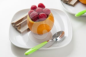 Dessert with raspberry and orange photo